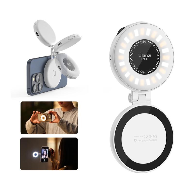 ULANZI Magnetic Selfie Light, LED Fill Light Compatible with Magsafe, LED Selfie Ring Light Color Black