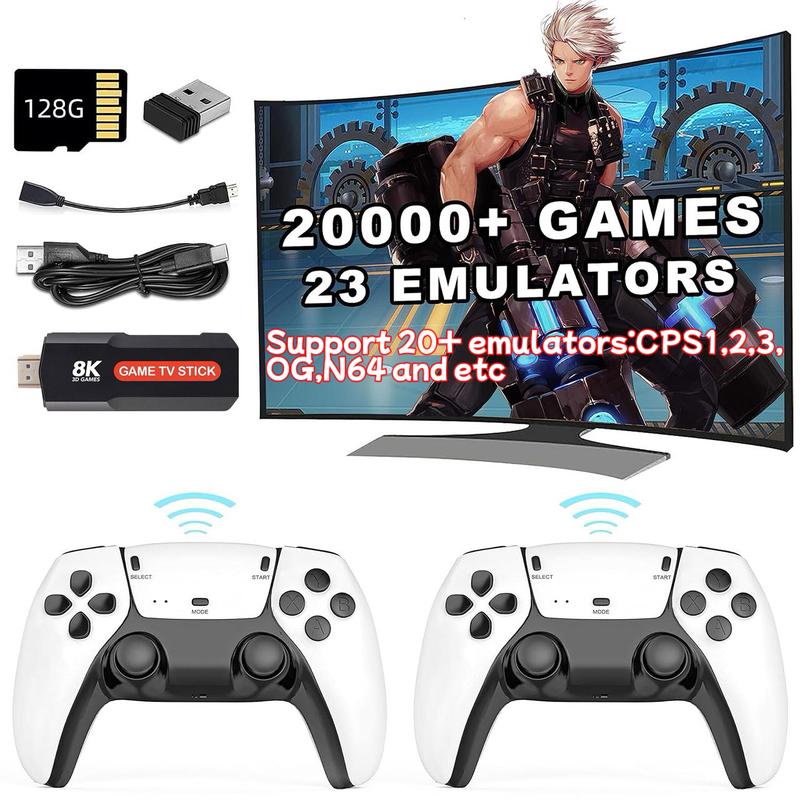 Retro Game Console 20,000-30,000+ Retro Games Stick, Revisit Classic Games Stick ,Retro Play Plug and Play Video Games Stick 26 Emulators, 4K HDMI Output, Premium Competitive Dual Controllers Wireless Adapter Button Cable Communication