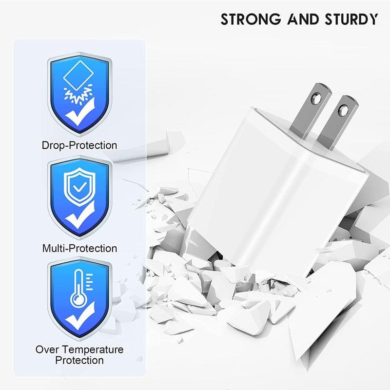 12W USB Wall Charger, 4 Count 2.4A 5V Dual Port USB Cube Power Adapter Charger Plug Block, Charging Box Brick for iPhone Samsung LG Moto Android Phones