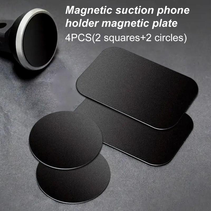 Magnetic Sucker Phone Holder Magnetic Plate (2 Square & 2 Round), Magnetic Patch, Mobile Phone Holder Accessory