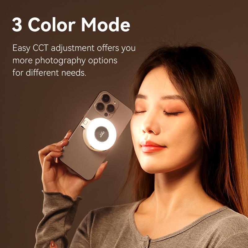 ULANZI Magnetic Selfie Light, LED Fill Light Compatible with Magsafe, LED Selfie Ring Light Color Black