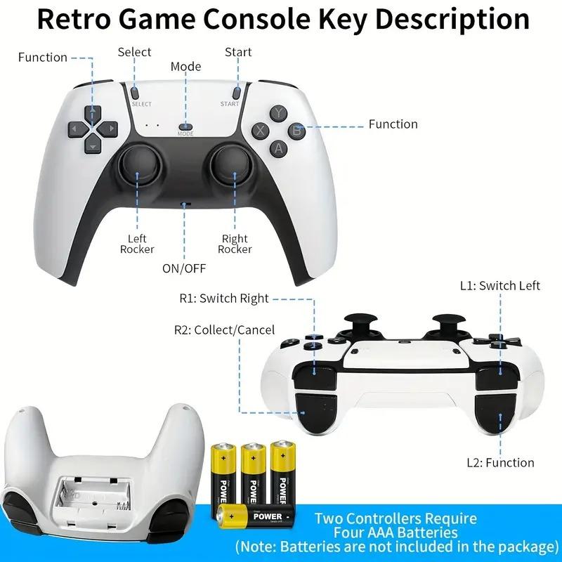 Retro Game Console 20,000-30,000+ Retro Games Stick, Revisit Classic Games Stick ,Retro Play Plug and Play Video Games Stick 26 Emulators, 4K HDMI Output, Premium Competitive Dual Controllers Wireless Adapter Button Cable Communication