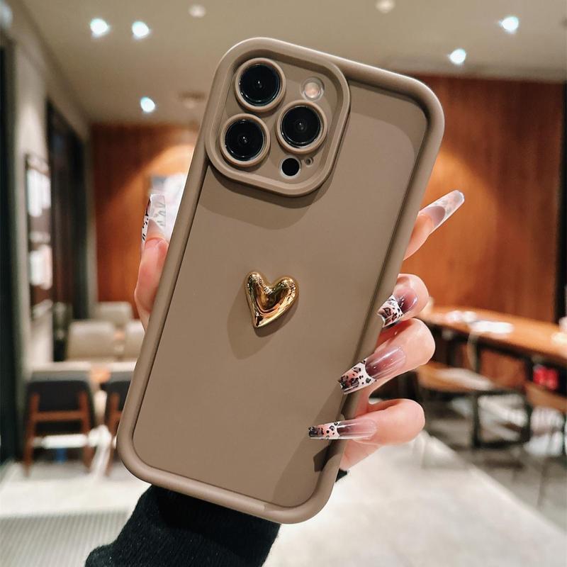 Heart Pattern Phone Case, 1 Count Anti-drop Phone Protective Case, Total Protective Shockproof Mobile Phone Cover for iPhone 11 12 13 14 15 16 Series