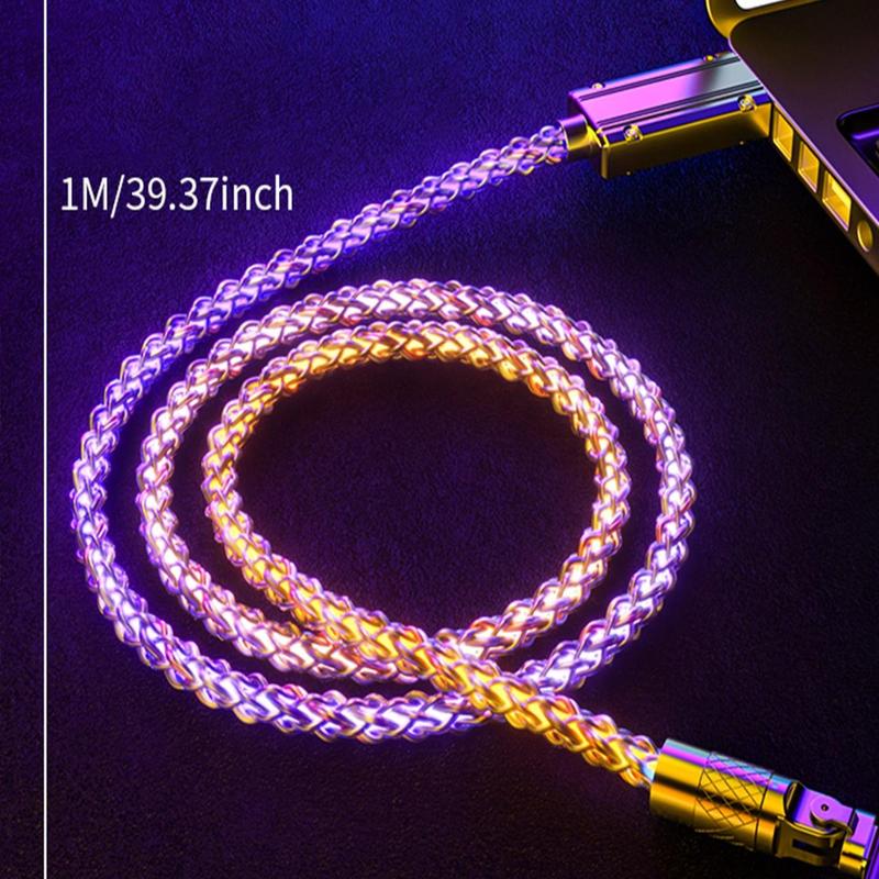 Multi-function RGB Light Up Data Cable, 1 Count Type-C & Micro Car Phone Charging Cable, Suitable for Apple, Android & Samsung Mobile Phone