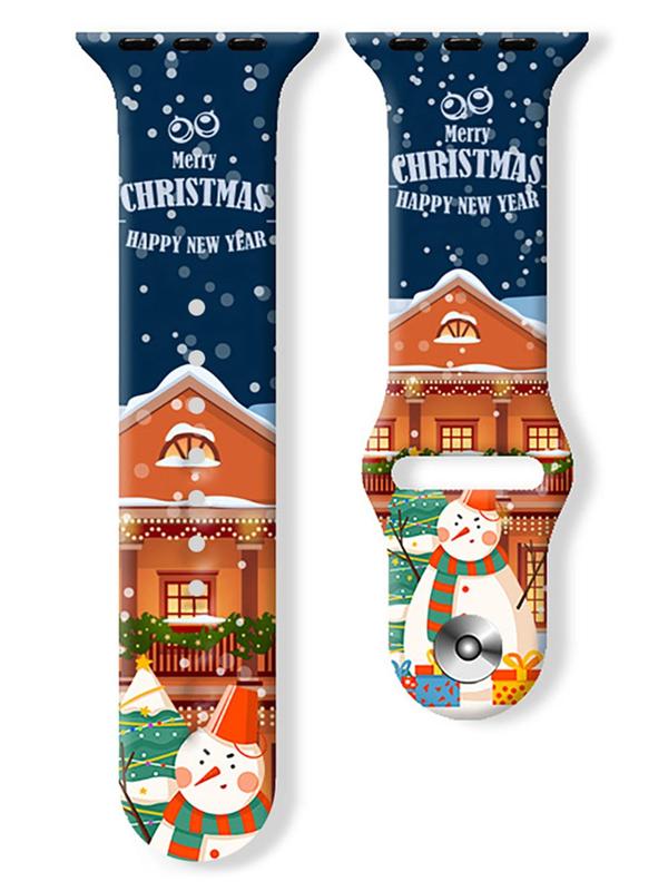 Cartoon Christmas Pattern Silicone Watch Band, Cute Watch Strap for Women & Men, Wearable Accessories Compatible with Apple Watch Series