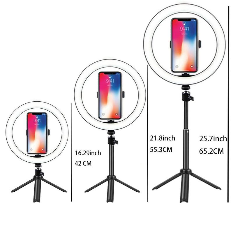 10 Inch LED Ring Light with 360° Adjustable Phone Tripod Stand (1 Box), USB Plug Selfie Ring LED Light with Phone Holder, Professional Selfie Light Kit for YouTube, Video, Photography, Vlog, Makeup