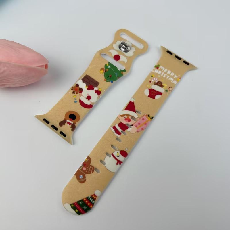 Cartoon Christmas Pattern Watch Band, 1 Count Fashionable Silicone Watch Band for iWatch Series 38mm to 49mm, Smart Watch Accessories