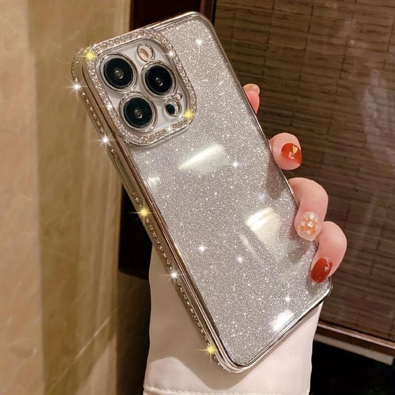 Glitter Rhinestone Decor Phone Case, 1 Count Shockproof Phone Protective Cover, Phone Accessory for iPhone 7 8 X 11 12 13 14 15 Plus 15 Pro Max, Smartphone Case, Unique Phone Cases