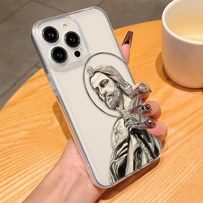 Jesus Christ Pattern Clear Phone Case, Anti-drop Phone Protector Cover, Phone Accessories Compatible with iPhone 11 12 13 14 15 Phone Cases