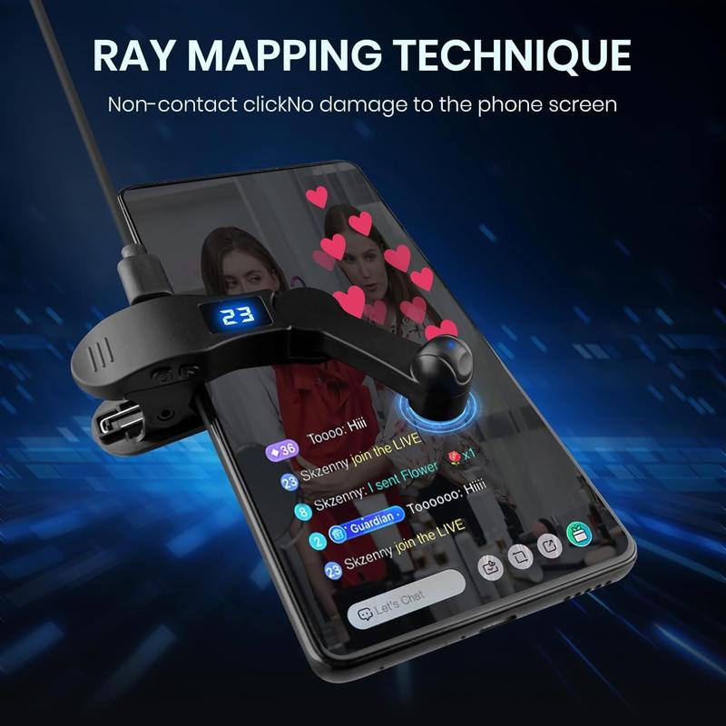 Auto Clicker for Smart Phone, Phone Screen Tapper for Phone Apps Video Live Streaming Gadget, Fast Click Simulation Finger Continuous Click for Game, Live Broadcasts Likes,Reward Task ,