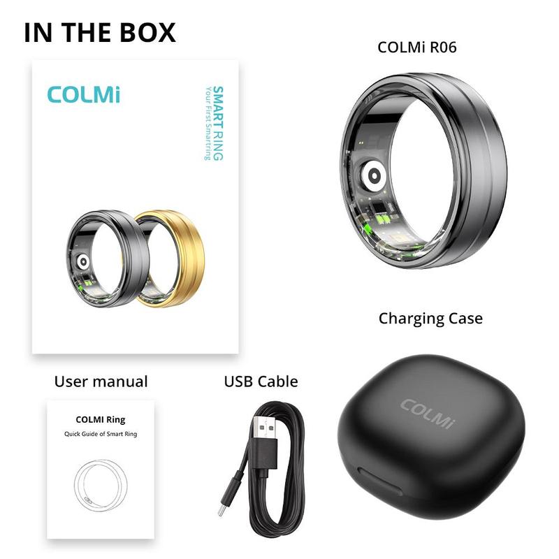 ColMi R06 Smart Ring, Rechargeable Waterproof Fitness Tracker, Health Monitoring Smart Ring, Gift for Couple, Wearable Accessories