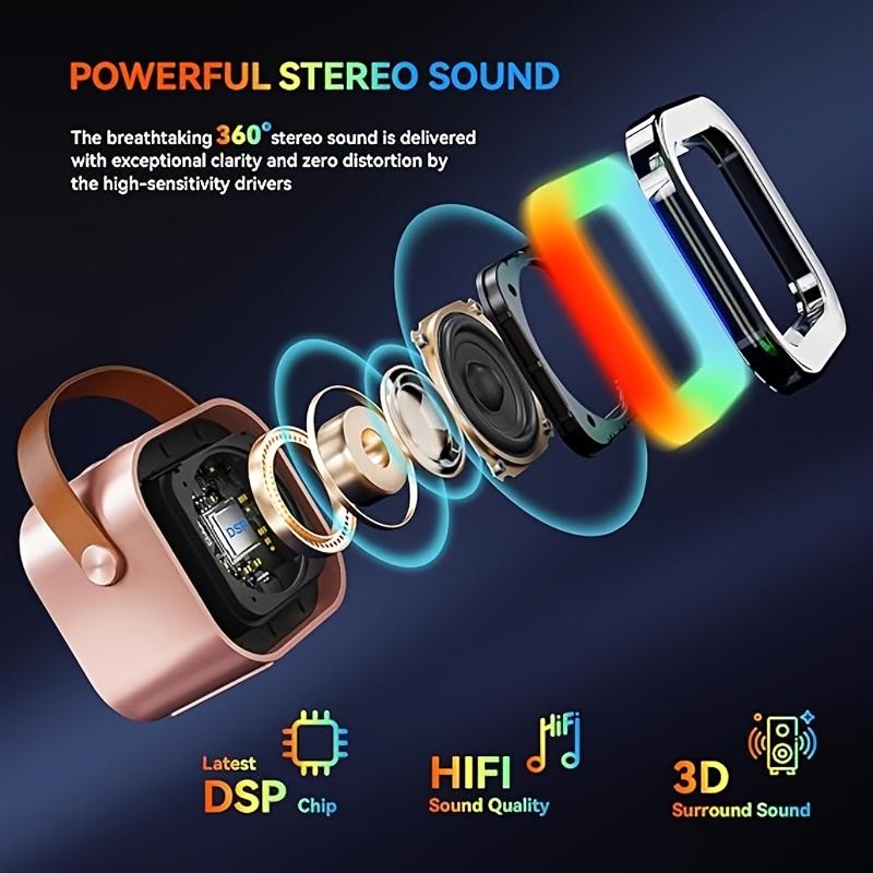 Portable Wireless Karaoke Speaker with Single Microphone, HIFI Stereo Subwoofer, KTV Speaker Subwoofer with RGB Color LED Light, Karaoke Machine Sound System for Outdoor Sports Travel, Audio Equipment, Room Accessories Bluetooth Compact