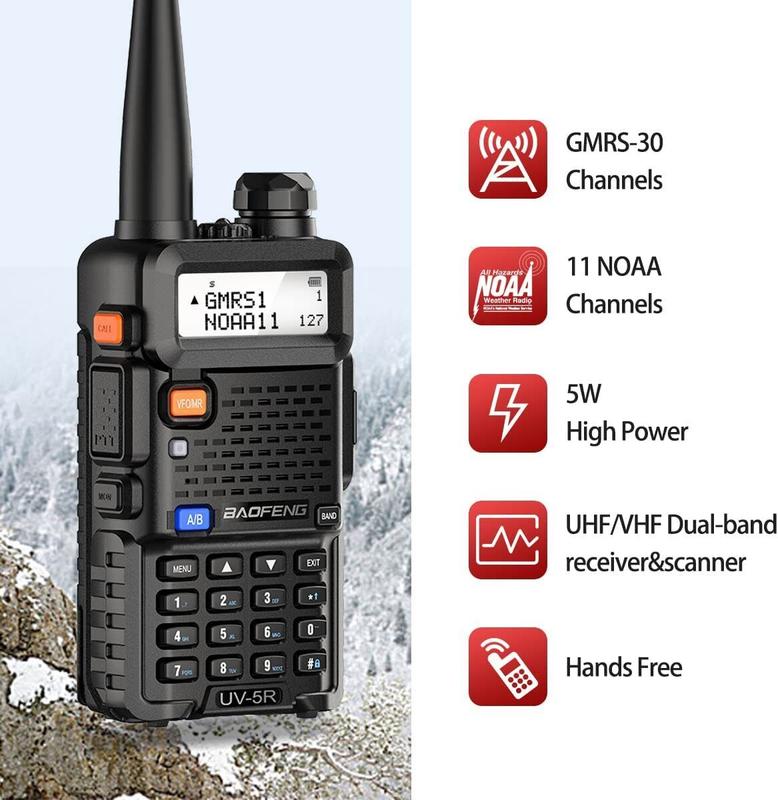 4Pack BaoFeng UV-5R GMRS Two Way Radio Long Range Radio with 1800mAh Battery and 771 Antenna Ham Radio Handheld