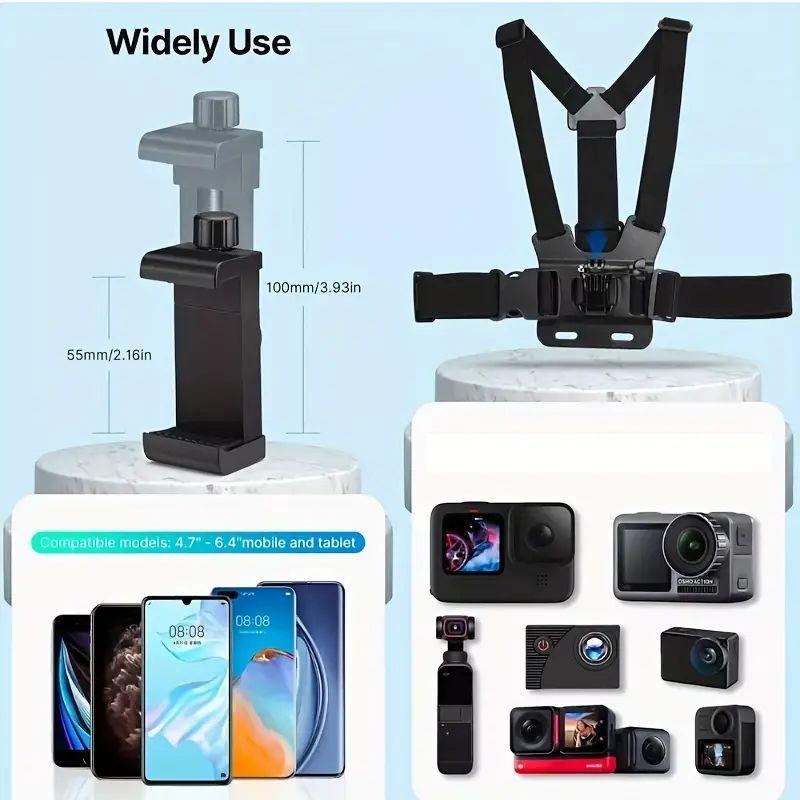 Action Camera Strap Set with Phone Clip for Fall Gift, Fixing Mount for Gopro Phone Osmo Action, Sports Camera Accessories,Gym Essentials,  Bike Accessories ,Christmas Gift for  Boy Girlfriend