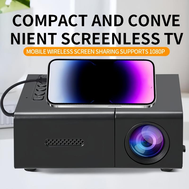 Portable HD Mini Projector - Compact Home Theater Movie Projector with Built-in Speaker, Compatible with Smartphones Tablets Laptops, 500-999 Lumens, US Plug