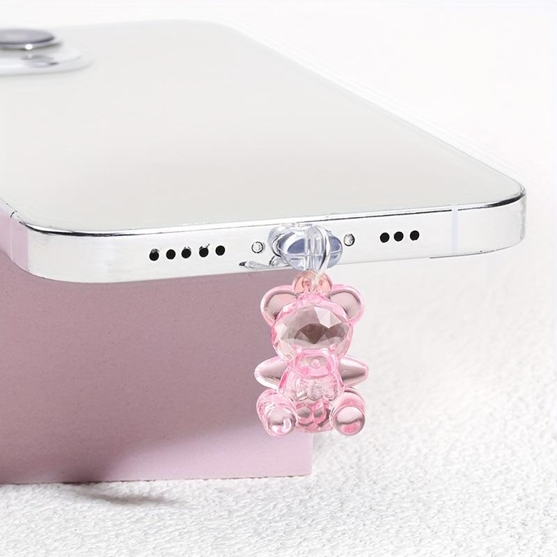 Cute Bear Design Phone Dust Plug, Clear Phone Charm, Phone Accessories for iPhone & Type-C, Mobile Phone Parts for Electronic Device Enthusiasts