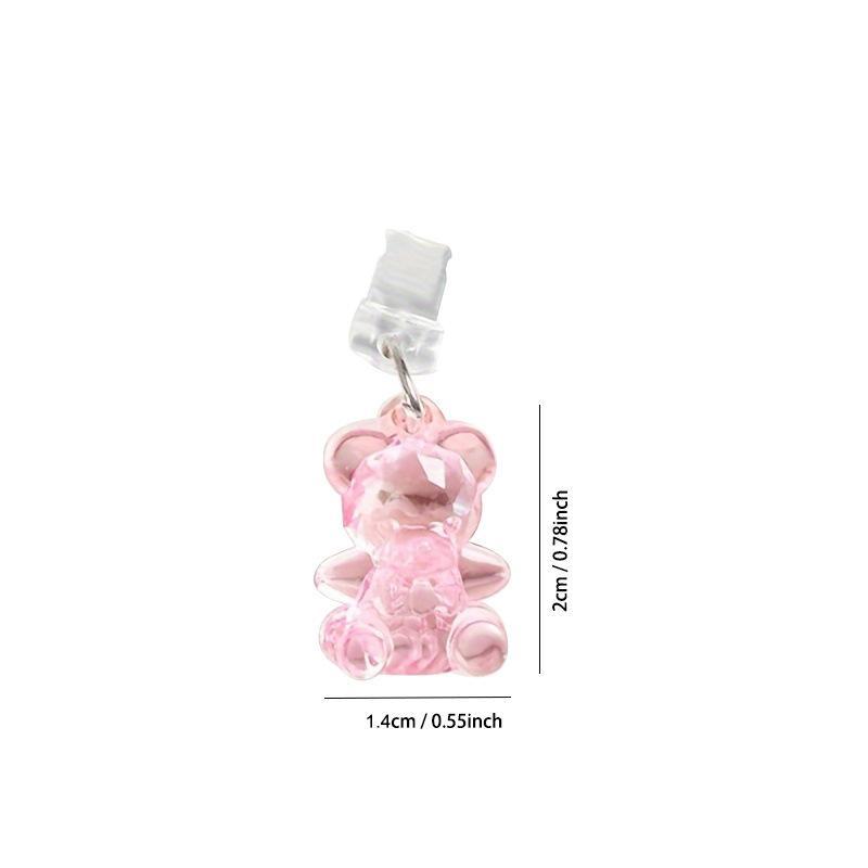 Cute Bear Design Phone Dust Plug, Clear Phone Charm, Phone Accessories for iPhone & Type-C, Mobile Phone Parts for Electronic Device Enthusiasts