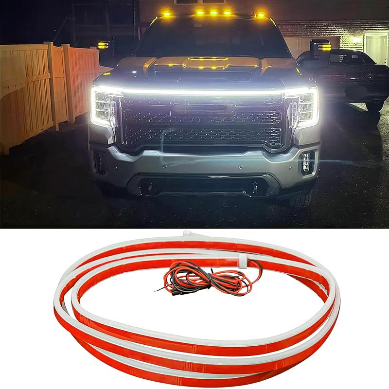 71 inch Car Hood led strip, white exterior dynamic car led hood light, flexible & waterproof, universal exterior daytime running light strip with Fuse Protection for cars, SUVs, trucks,Gifts for men and women