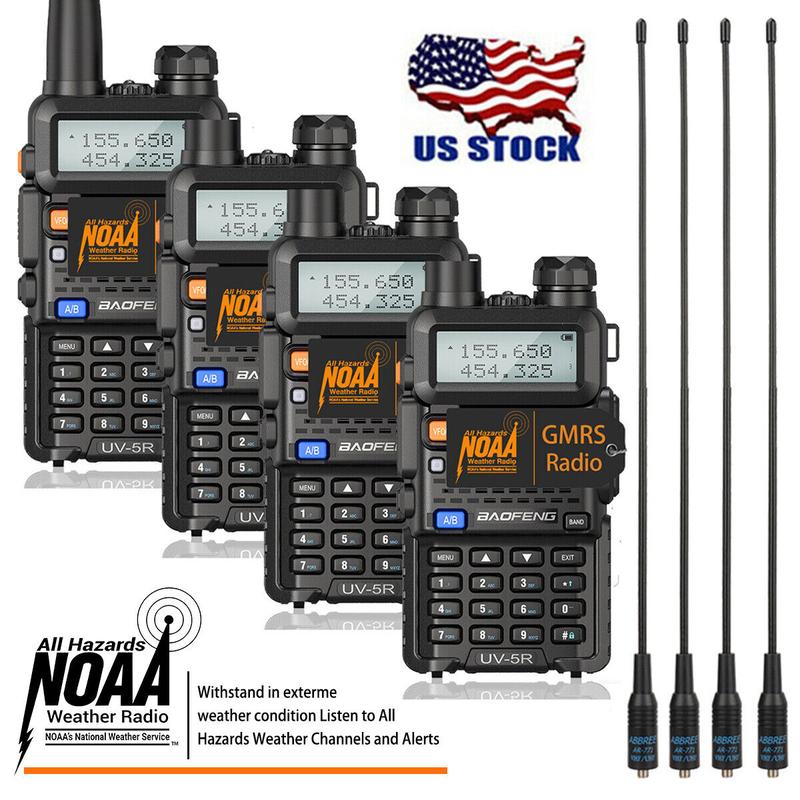 4Pack BaoFeng UV-5R GMRS Two Way Radio Long Range Radio with 1800mAh Battery and 771 Antenna Ham Radio Handheld