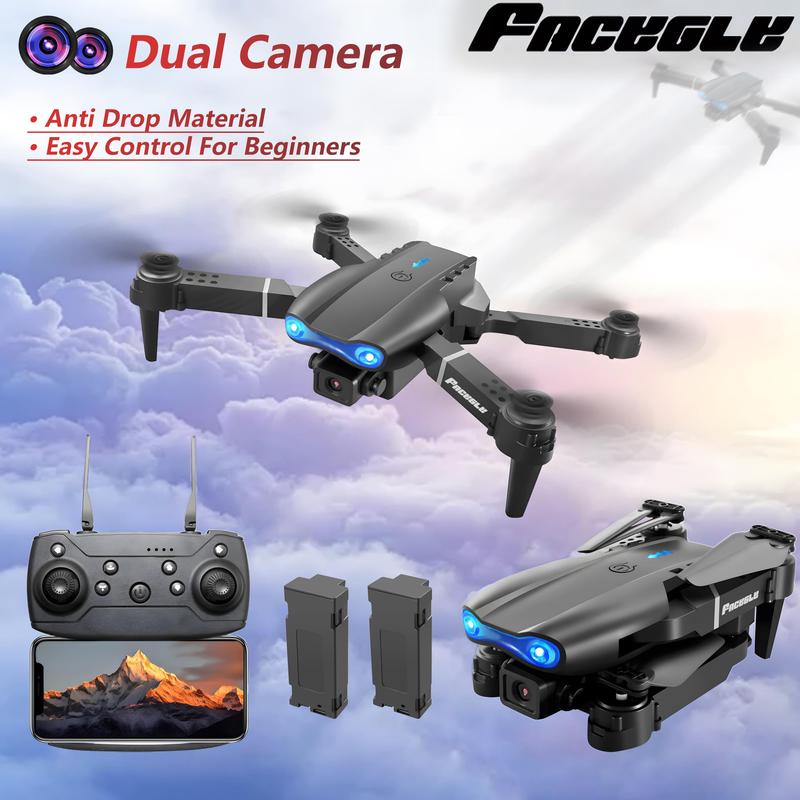 E99 drone: foldable drone with dual cameras, remote control drone beginner gift, affordable drone, dual battery set, Christmas, Halloween, New Year gift