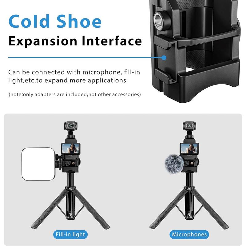 Pocket 3 Expansion Adapter for DJI  Pocket 3 Creator Combo Handle Accessories Cold Shoe, Extended Mounting Bracket Strap Attached to a Tripod Cycling mounts Selfie Stick, etc