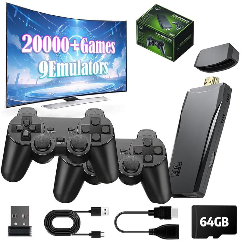 M8 Retro Game-Stick, Revisit Classic Games with Built-in 9 Emulators, 20000 Games Games, 4K HDMI Output, and 2.4GHz Wireless Controller for TV Plug and Play, 64GBHalloween Gifts for Kids