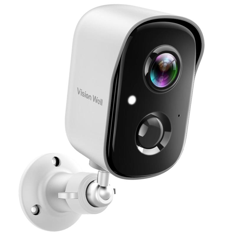 Vision Well Wireless outdoor security camera, IP65 waterproof rating, infrared motion detection, two-way talk, support SD card and cloud storage