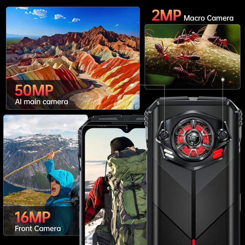 DOOGEE S punk Rugged Phone Unlocked 2024-Android 14 Rugged Smartphone, Arm Mali G57 16GB RAM+256GB ROM, 6.58