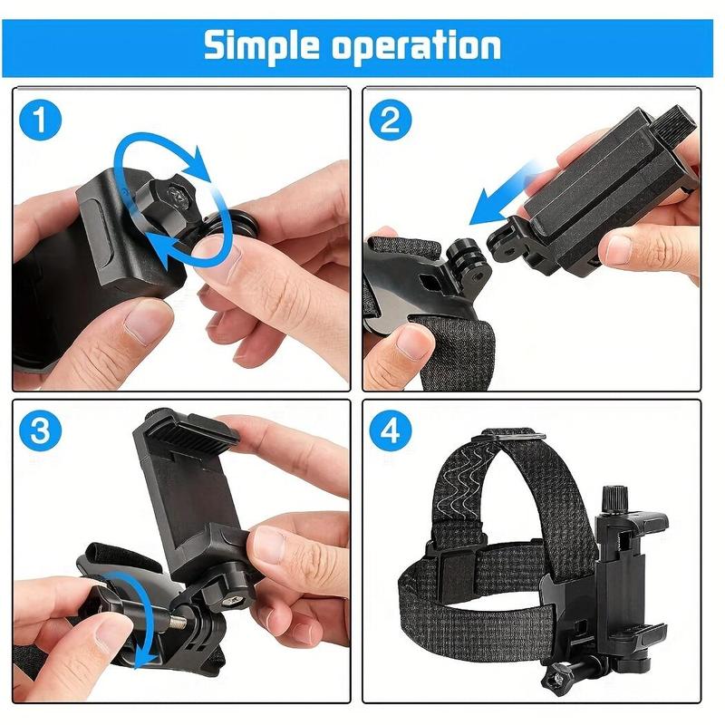 Adjustable Head Strap Mount, Protable Adjustable Head Mount Phone Holder, Cell Phone Camera Live Streaming Vlog Holder