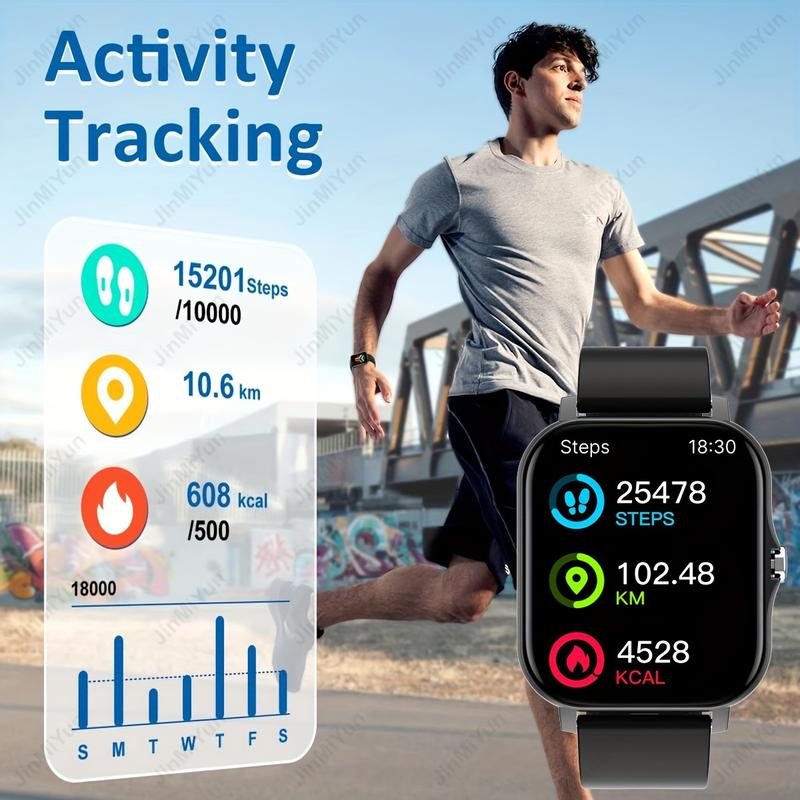 1.83-Inch Full Touch Screen Sports Smart Watch-Wireless Call, SMS Reminder, Dial and Wallpaper, Multiple Fitness Modes, Music Playback, Remote Camera Control-Compatible with Android and iPhone