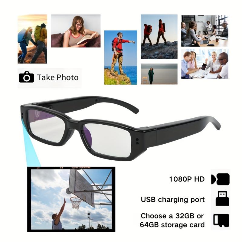 [Fast Arrival] HD 1080P Smart Camera Glasses - Portable Mini Cam for Sports, Cycling & Presentations with 64GB Memory Card Included