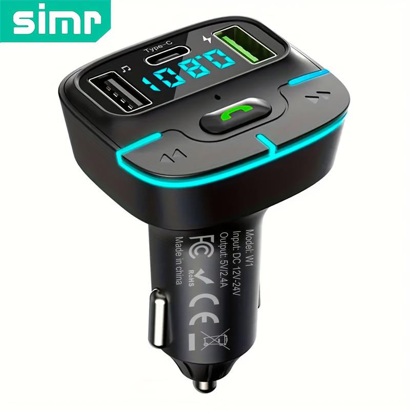 Super Lossless Sound Wireless Car MP3 Player FM Transmitter Dual USB Fast Charging PD Type-C USB One-Key Hands-Free Calling Car Audio Receiver Mp4 Chargeable