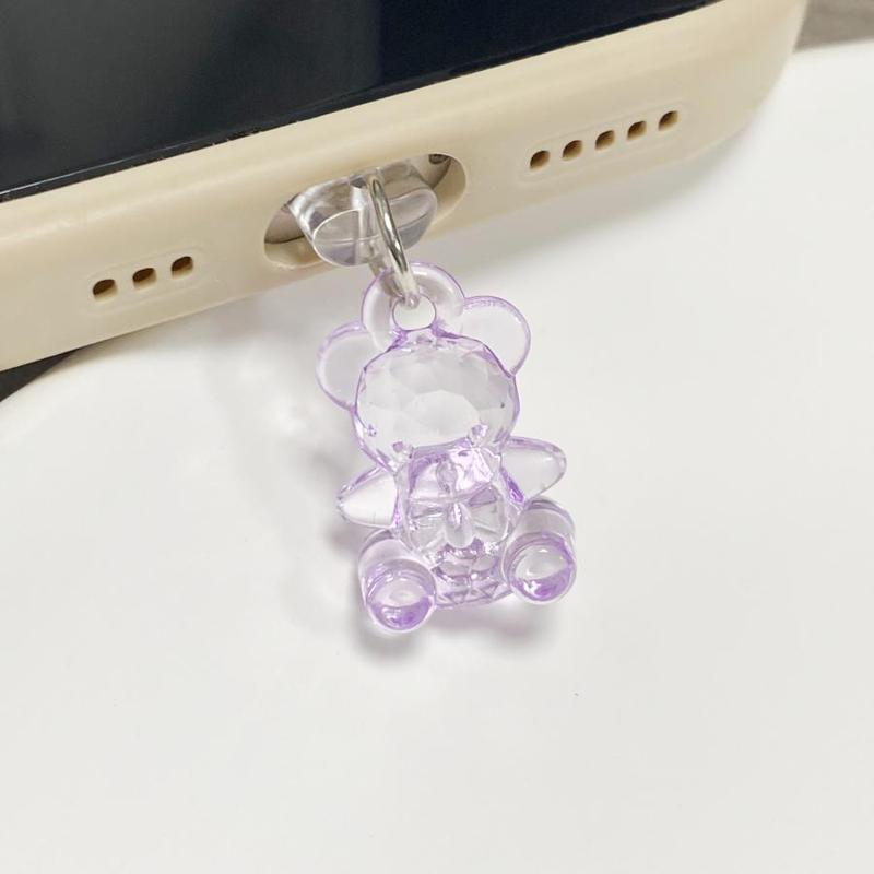 Cute Bear Design Phone Dust Plug, Clear Phone Charm, Phone Accessories for iPhone & Type-C, Mobile Phone Parts for Electronic Device Enthusiasts