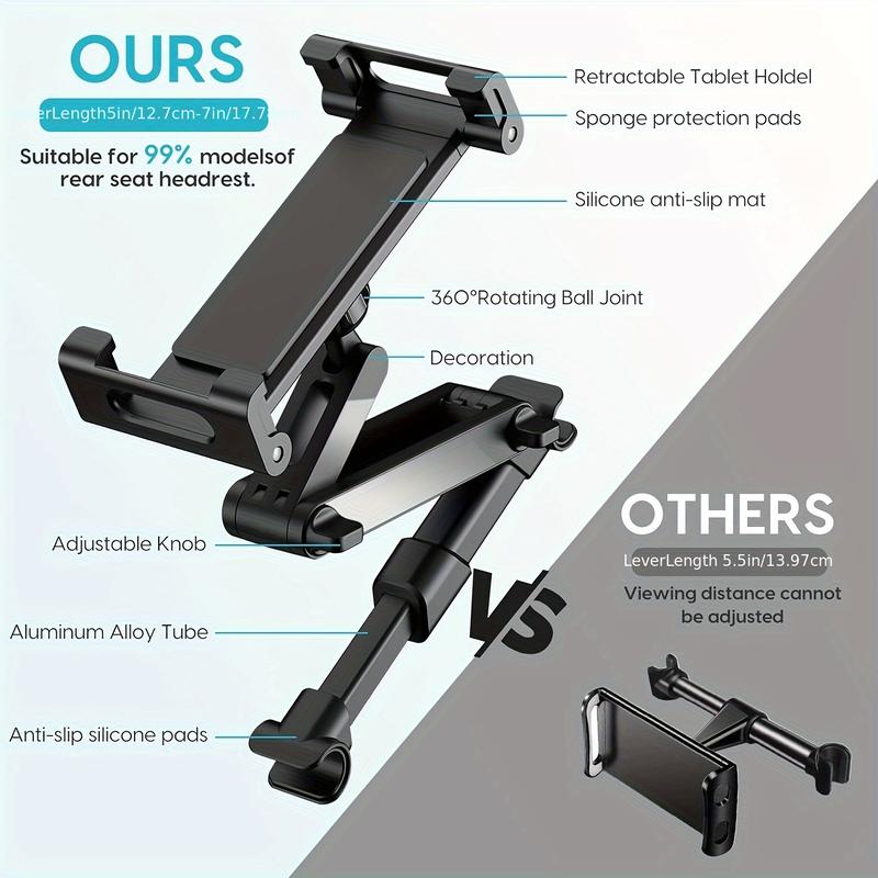 Universal Car Tablet Holder - Mounts For Headrest, Compatible With 4.7-12.9