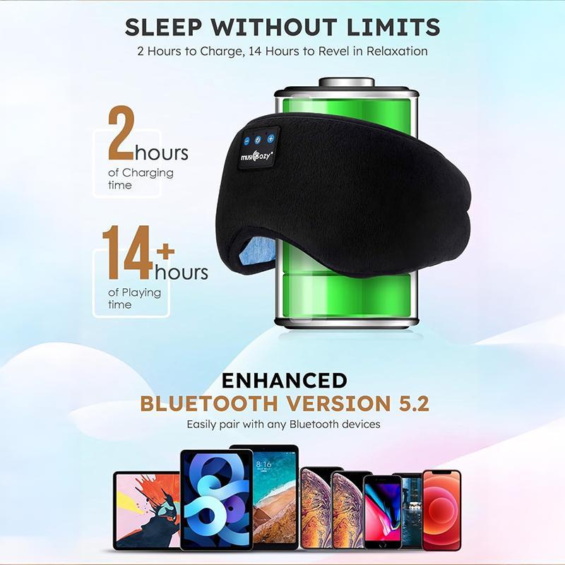 Black Friday Sale-Bluetooth Headband Sleeping Eye Mask For Women Men Earbuds Earphones for Side Sleepers Audio Adjustable Custom Stereo Velvet Headset