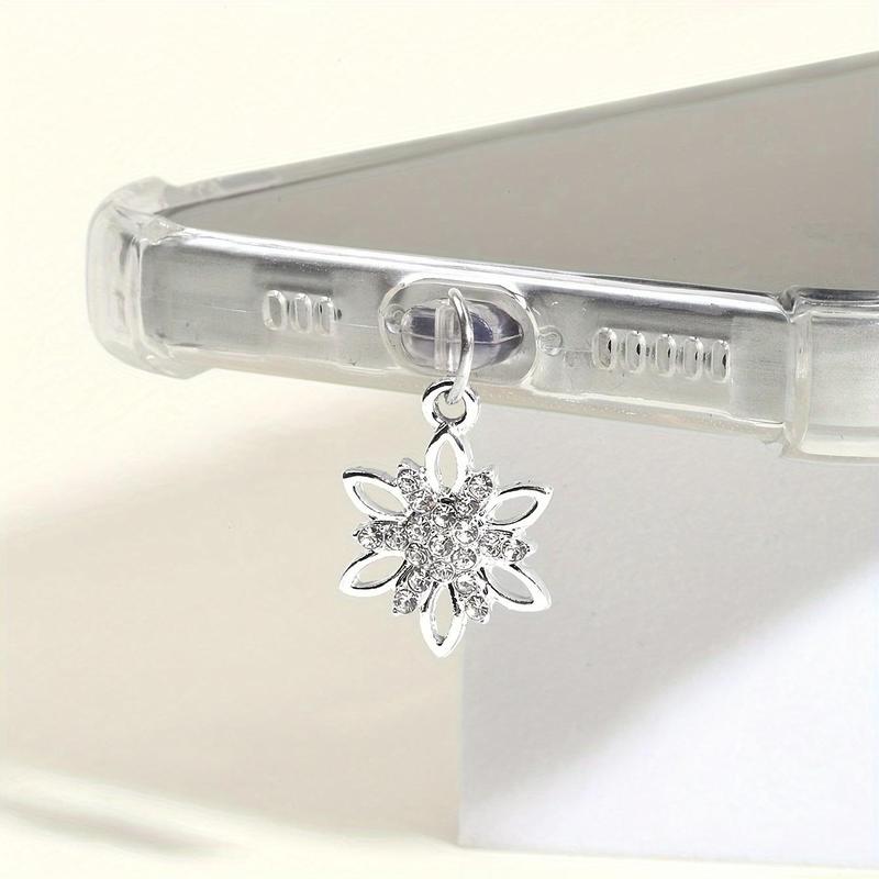 Christmas Snowflake Design Phone Headphone Jack Dust Plug, Shiny Rhinestone Decor Phone Headphone Jack Dust Plug, Phone Accessories for iPhone Type-C Interface