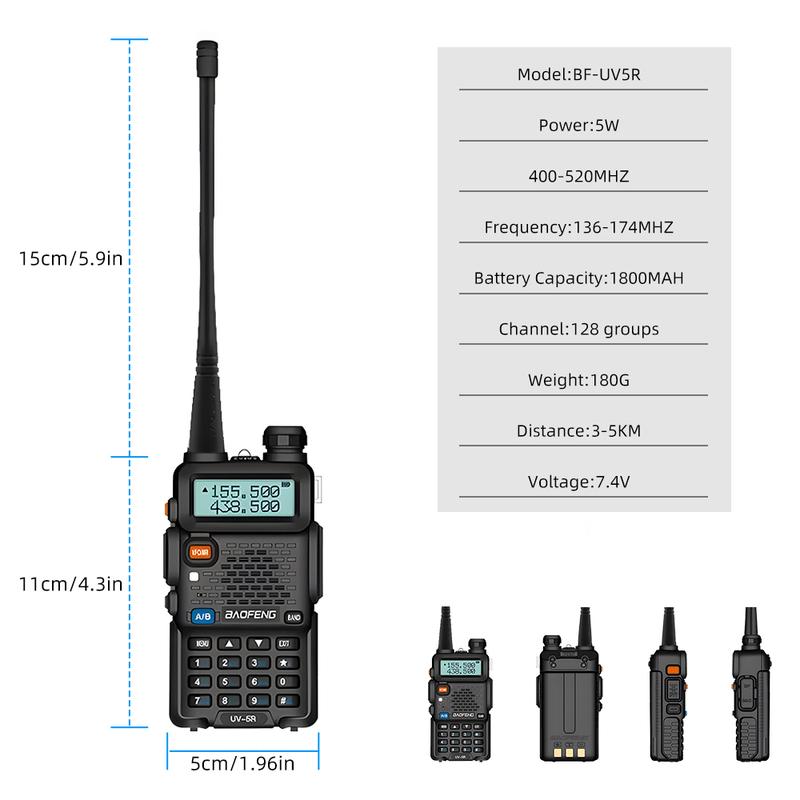 UV-5R Ham Radio Long Range UV5R Dual Band Handheld Rechargeable High Power Two Way Radio Walkie Talkies with 1800mAh Li-ion Battery and Earpiece for Hunting Survival Gear