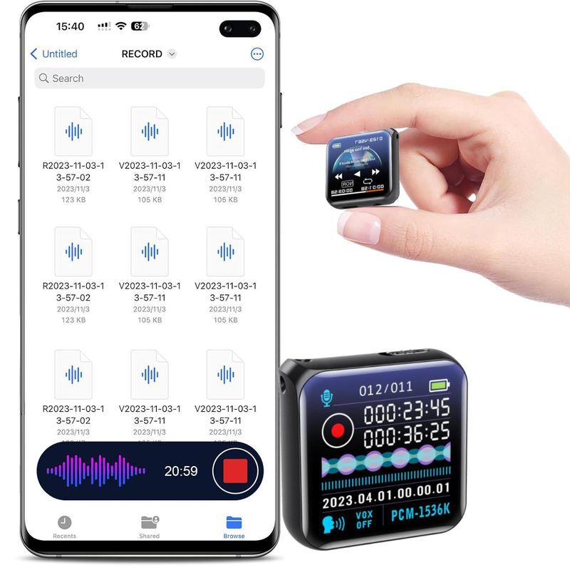 Portable Smart Recorder, Compact Smart Recorder, Recording Device with HD Large Screen Microphone, Suitable for Meetings, Interviews, Work and Study