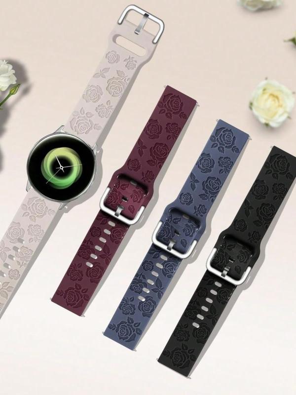 Fashion Floral Pattern Watch Band (Band Only), Soft Silicone Watch Band for Women & Men, Wearable Accessories for Samsung Galaxy Watch