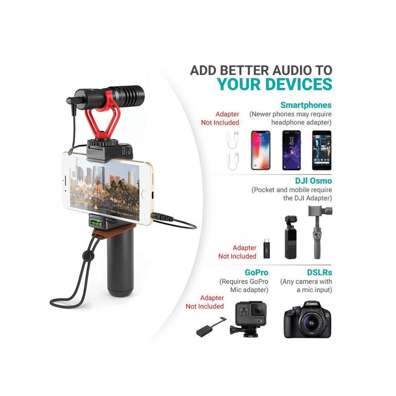 Universal Camera Shotgun Microphone - Microphone For Digital Cameras, Mobile Phones - With Shock-Mount And Windshield For Live Video Lectures Recording And Conferences