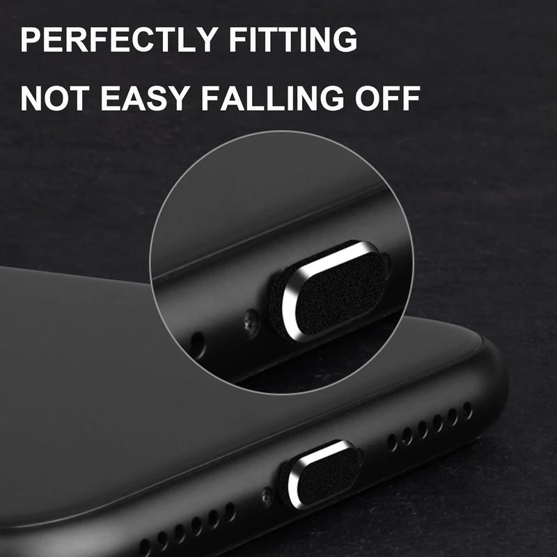 Dust Plug for iPhone, Compatible with iPhone and AirPods, Lightning Port Plug Protector Charging Port Anti Dust Cover Includes Speaker Cover (Black)