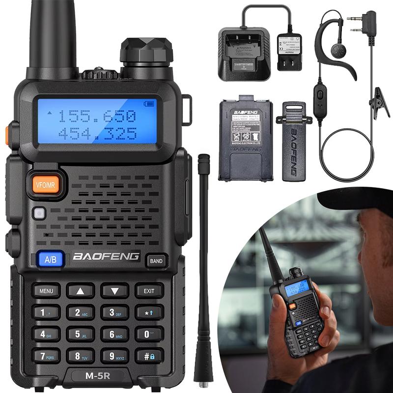 UV-5R Ham Radio Long Range UV5R Dual Band Handheld Rechargeable High Power Two Way Radio Walkie Talkies with 1800mAh Li-ion Battery and Earpiece for Hunting Survival Gear