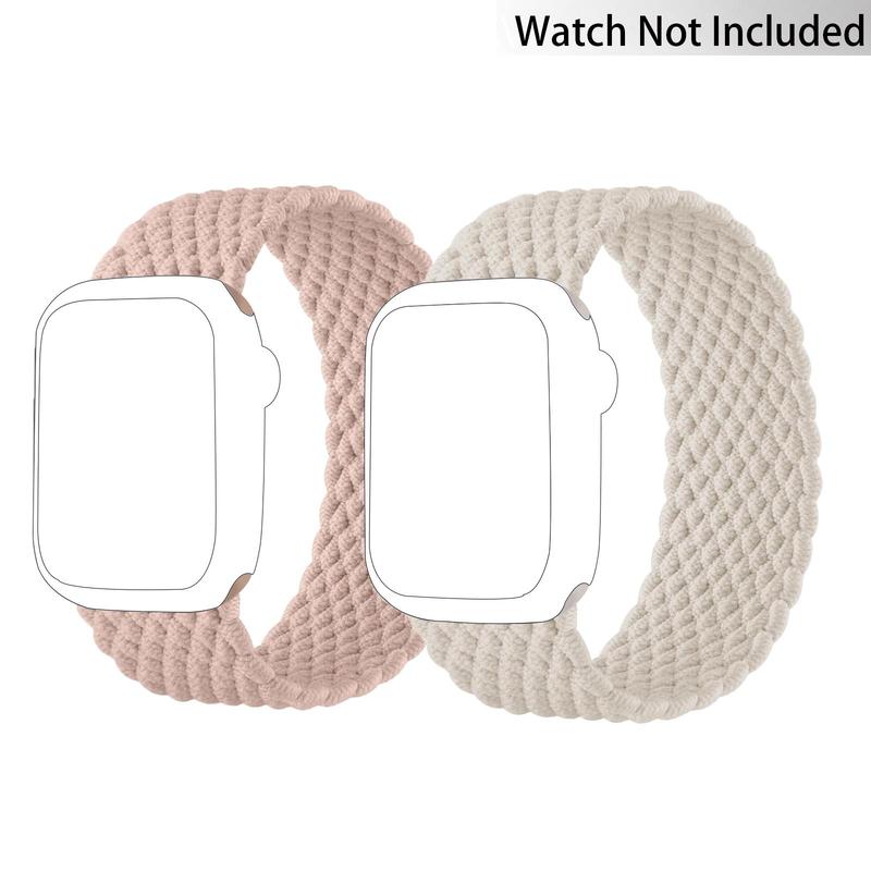 Stretchy Braided Solo Loop Nylon Solace Elastic Sport Strap (2 Counts), Watch Band for iWatch Series, Wearable Accessories Compatible with iWatch 9 8 7 6 5 4 3 2 1 SE Ultra