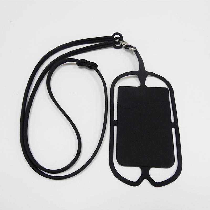 Cell Phone Lanyard, Neck Phone Holder with Card Pocket & Silicone Neck Strap, Mobile Phone Parts Compatible with Most Smartphones