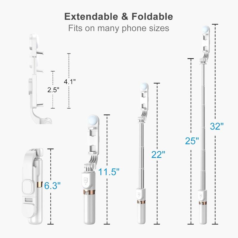 Selfie Stick Tripod, Cell Phone Tripod with Remote, Travel Tripod with LED Fill Light, for iPhone 14 13 12pro Xs Max Xr 8 7, Samsung Galaxy  Cellphone Accessories Smartphone