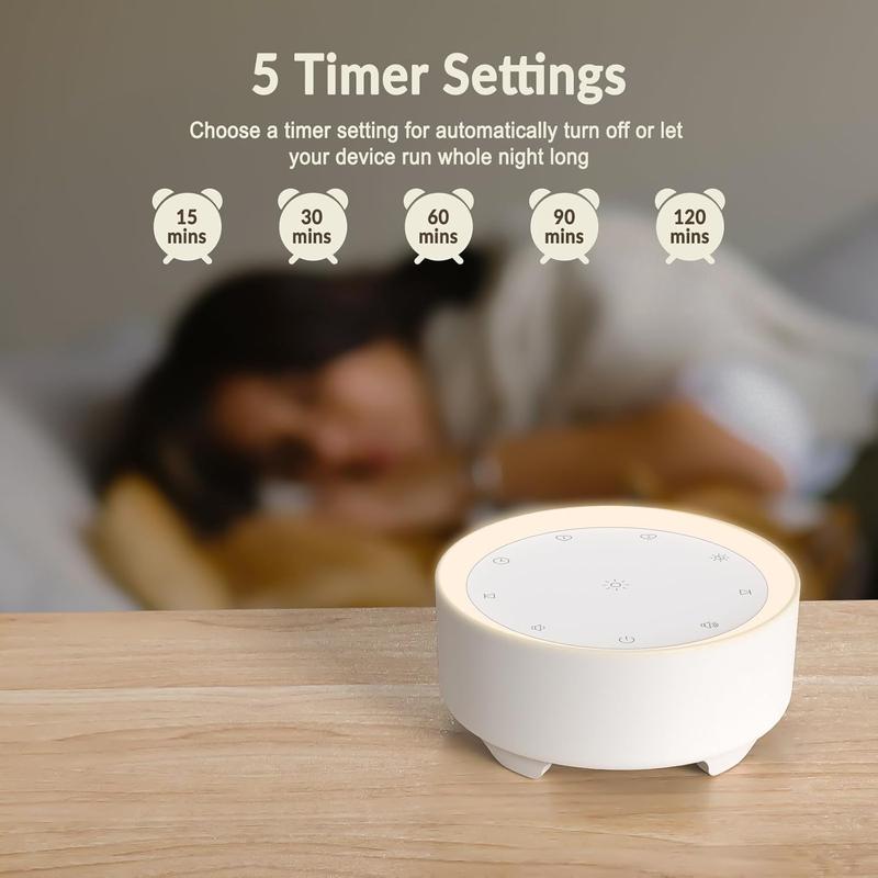 Sound Machine & Night Light for Adults, , . White Noise Machine with 20  Sleep Sounds. Small Size & Portable Design for Bedroom, Office, Travel. Favorites Buttons, Timer