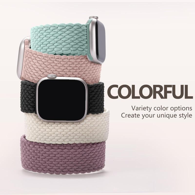 Stretchy Braided Solo Loop Nylon Solace Elastic Sport Strap (2 Counts), Watch Band for iWatch Series, Wearable Accessories Compatible with iWatch 9 8 7 6 5 4 3 2 1 SE Ultra