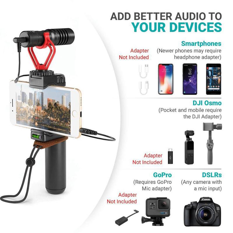 Universal Camera Shotgun Microphone - Microphone For Digital Cameras, Mobile Phones - With Shock-Mount And Windshield For Live Video Lectures Recording And Conferences