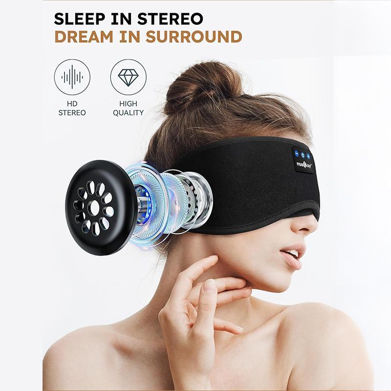 Black Friday Sale-Bluetooth Headband Sleeping Eye Mask For Women Men Earbuds Earphones for Side Sleepers Audio Adjustable Custom Stereo Velvet Headset