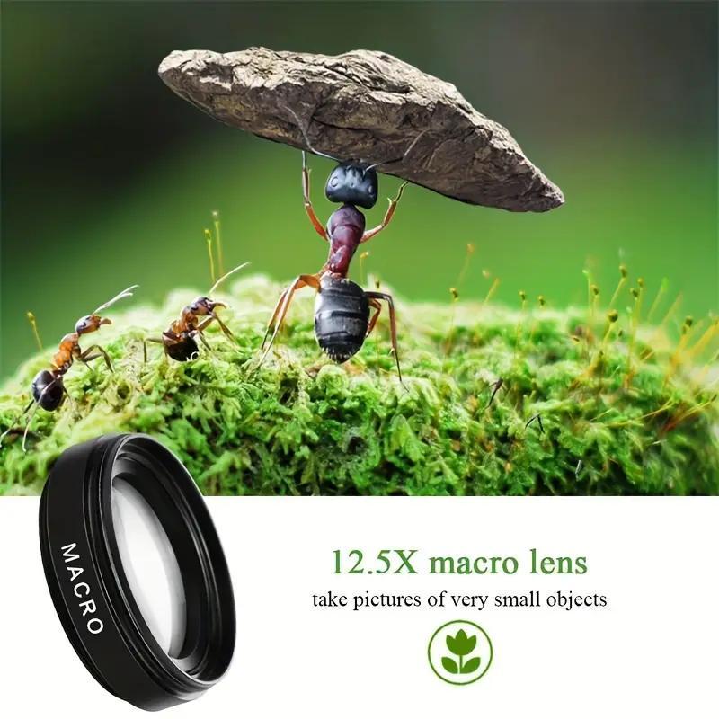 Professional Phone Lens Kit, 1 Set 0.45X Wide Angle Macro Lens with Universal Phone Clip, HD Video Shooting Lens for Outdoor Hiking, Hunting, Fishing